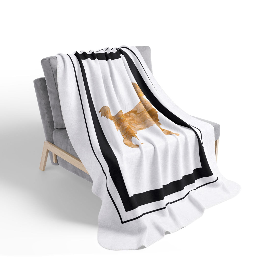 Golden Retriever Fleece Sherpa Blanket, part of the Fine Art Breed and Lodge Collection