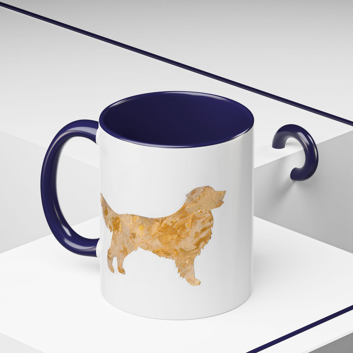 Golden Retriever singular hero fine art mug, 15oz hand painted style ceramic coffee cup, custom service dog Heritage Keepsake