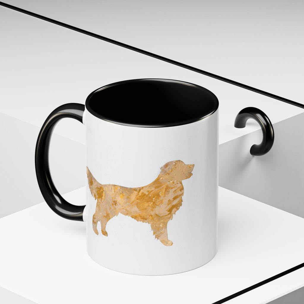 Golden Retriever singular hero fine art mug, 15oz hand painted style ceramic coffee cup, custom service dog Heritage Keepsake