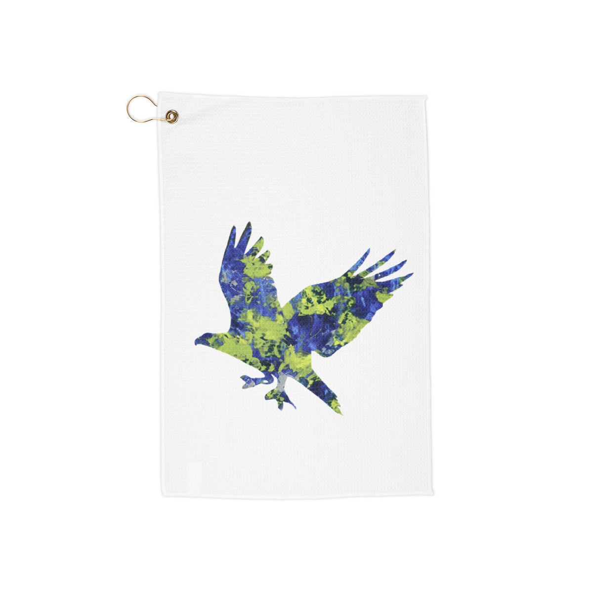 Seattle Hawk, 12s, Fine Art Golf Towel, custom hand painted Microfiber Bag Towel, PNW football fan gift, premium sports accessory