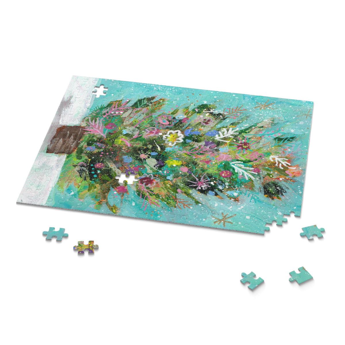 Mint Green Christmas Tree Heritage Edition Original Art, Jigsaw Puzzle