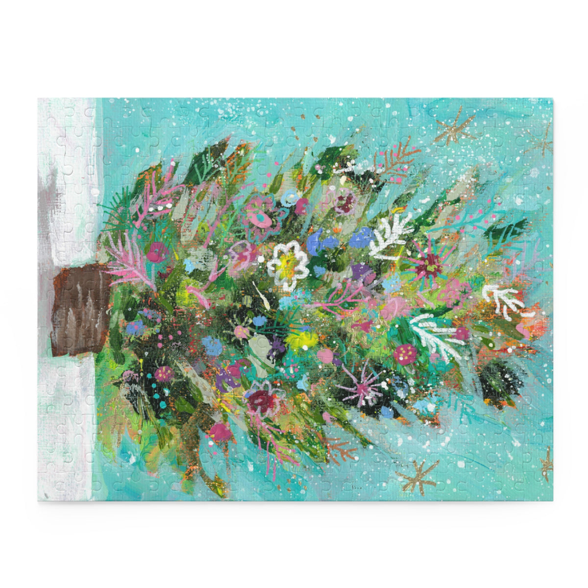 Mint Green Christmas Tree Heritage Edition Original Art, Jigsaw Puzzle