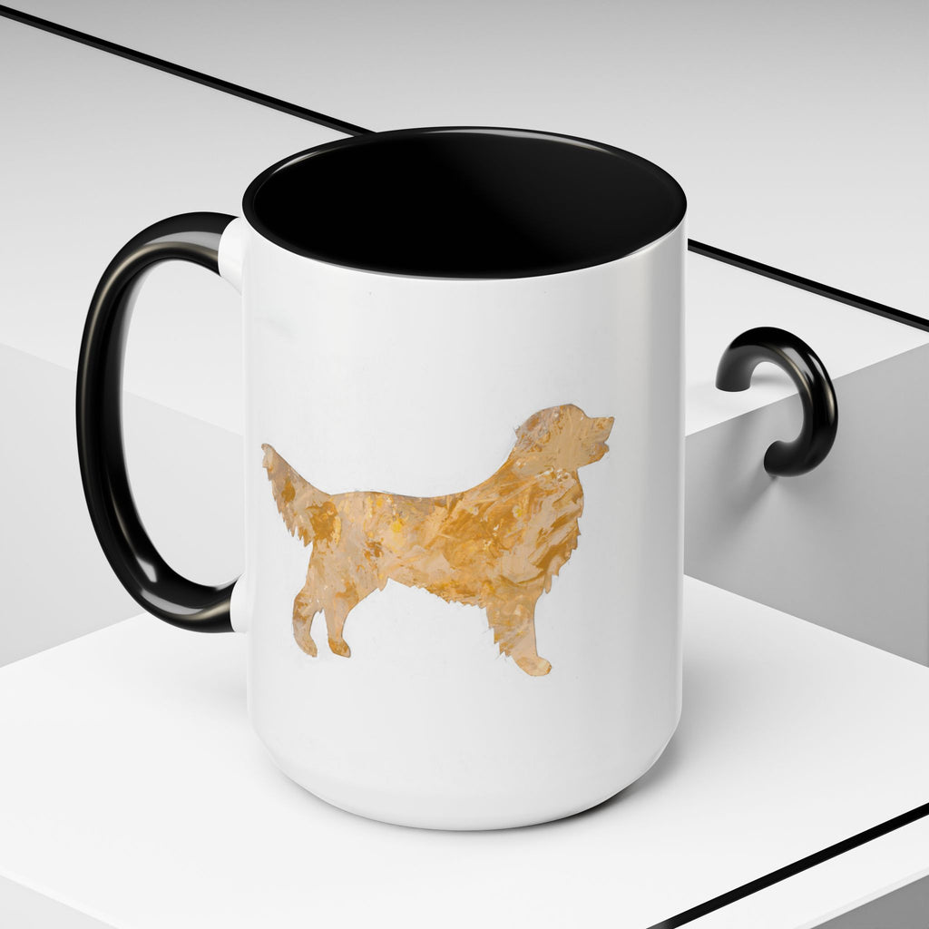 Golden Retriever singular hero fine art mug, 15oz hand painted style ceramic coffee cup, custom service dog Heritage Keepsake