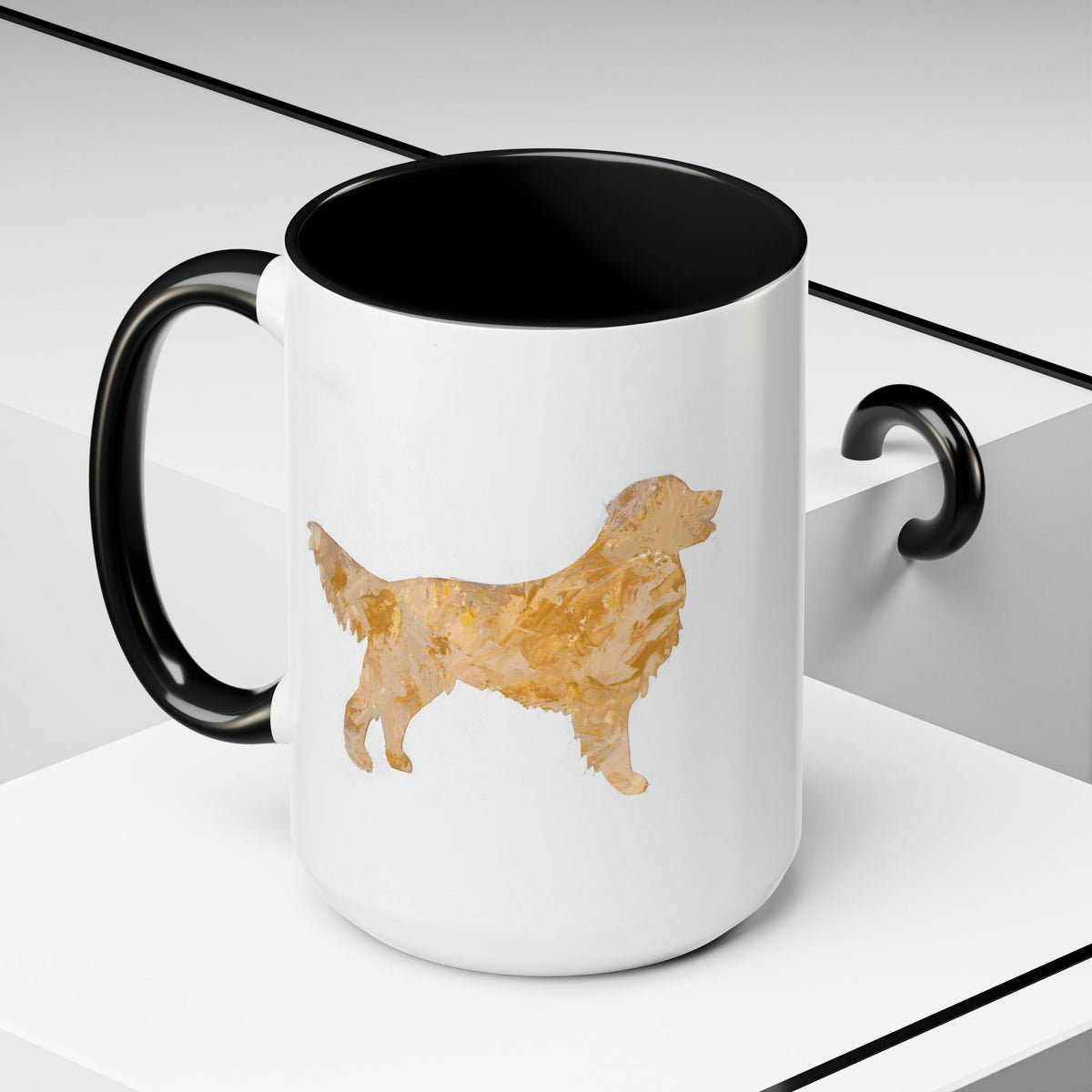 Golden Retriever singular hero fine art mug, 15oz hand painted style ceramic coffee cup, custom service dog Heritage Keepsake